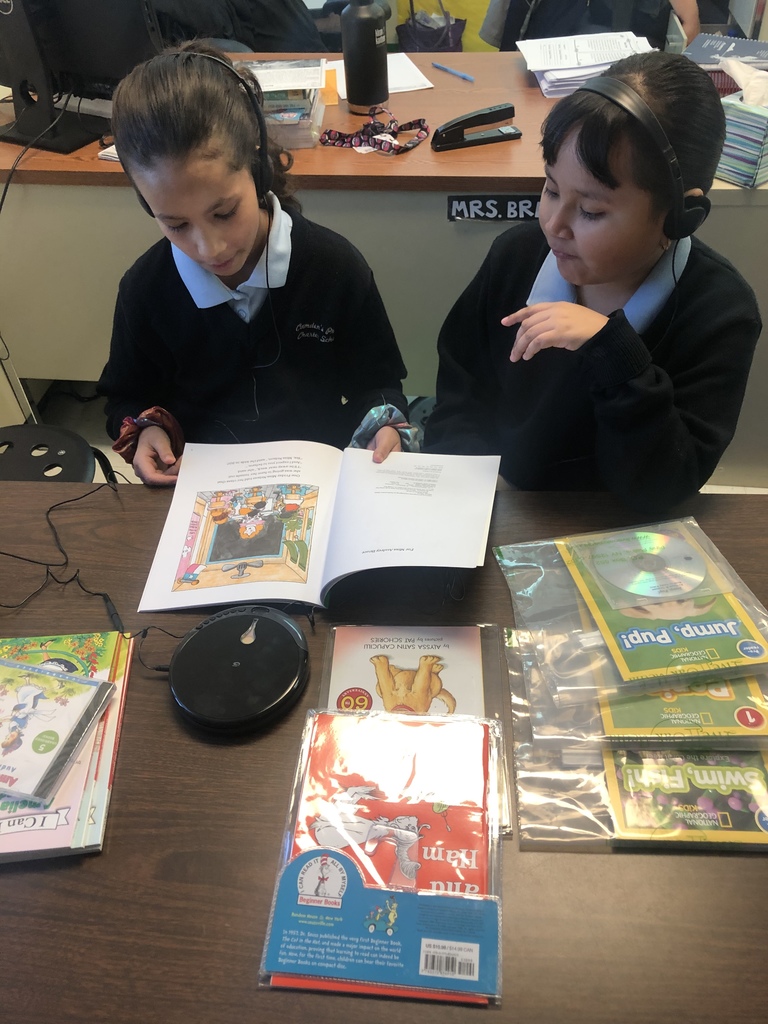 The girls are listening to our books on cd